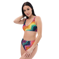 Cosmic Rainbow high-waisted bikini