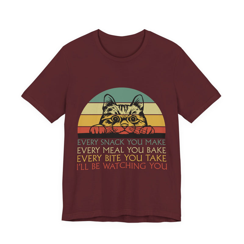 Cat Sneak Vintage Tee — “Every Snack You Make…” Retro Cat Graphic T-Shirt