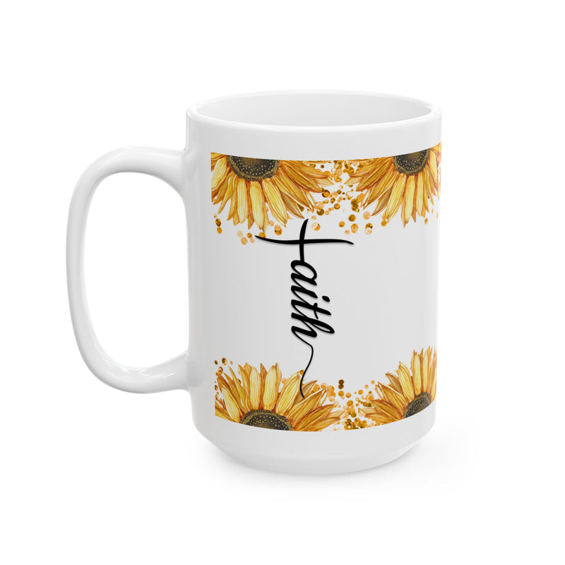 Sunflower Bible Verse Ceramic Mug – Bright Floral Coffee Cup (11oz & 15oz)