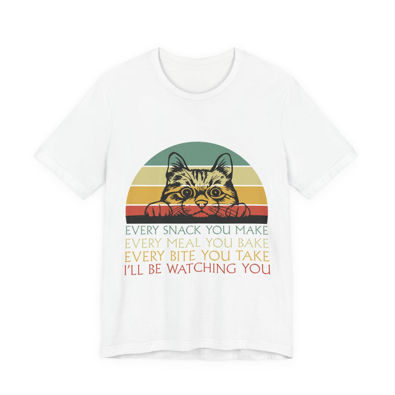 Cat Sneak Vintage Tee — “Every Snack You Make…” Retro Cat Graphic T-Shirt