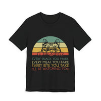 Cat Sneak Vintage Tee — “Every Snack You Make…” Retro Cat Graphic T-Shirt