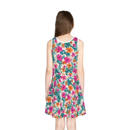 Tropical Flower Girls' Sleeveless Sundress