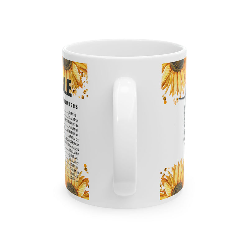 Sunflower Bible Verse Ceramic Mug – Bright Floral Coffee Cup (11oz & 15oz)