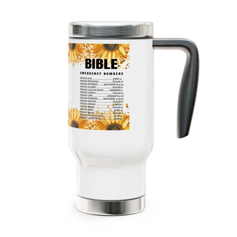 Sunflower Faith 14oz Stainless Steel Travel Mug with Handle