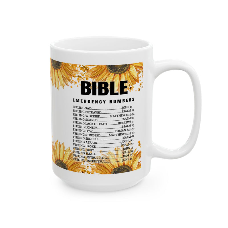Sunflower Bible Verse Ceramic Mug – Bright Floral Coffee Cup (11oz & 15oz)