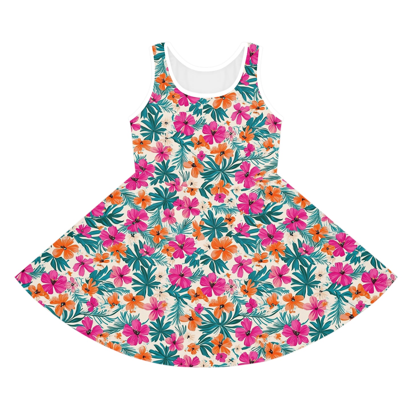 Tropical Flower Girls' Sleeveless Sundress