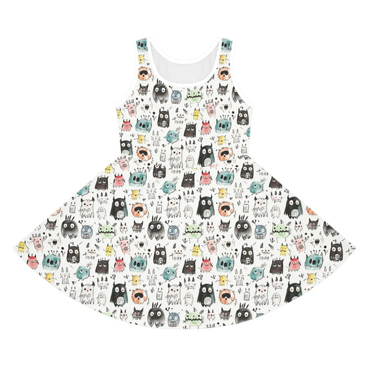 Doodle Monster Girls' Sleeveless Sundress