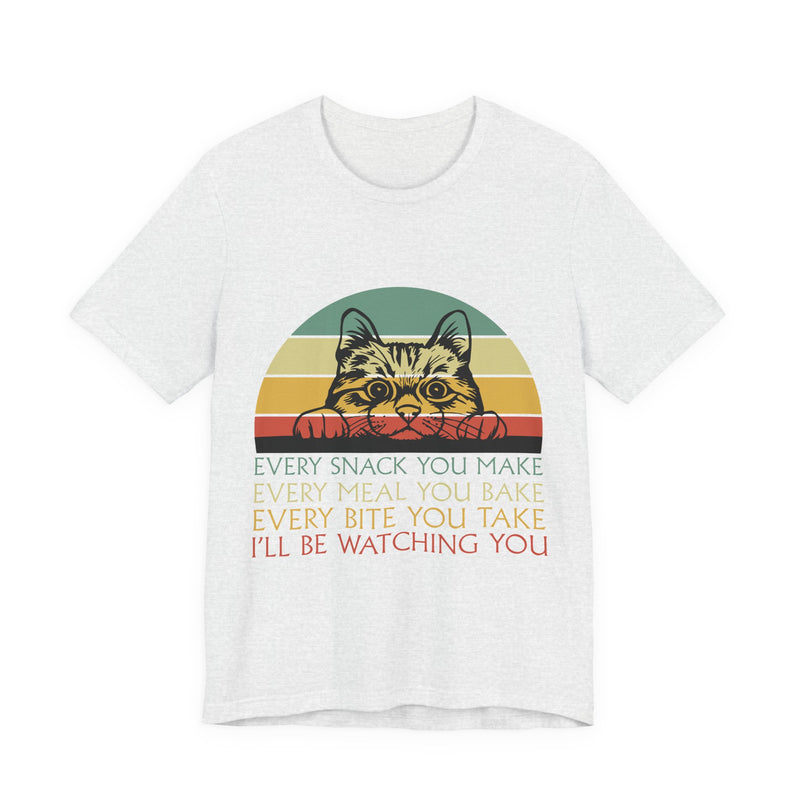 Cat Sneak Vintage Tee — “Every Snack You Make…” Retro Cat Graphic T-Shirt