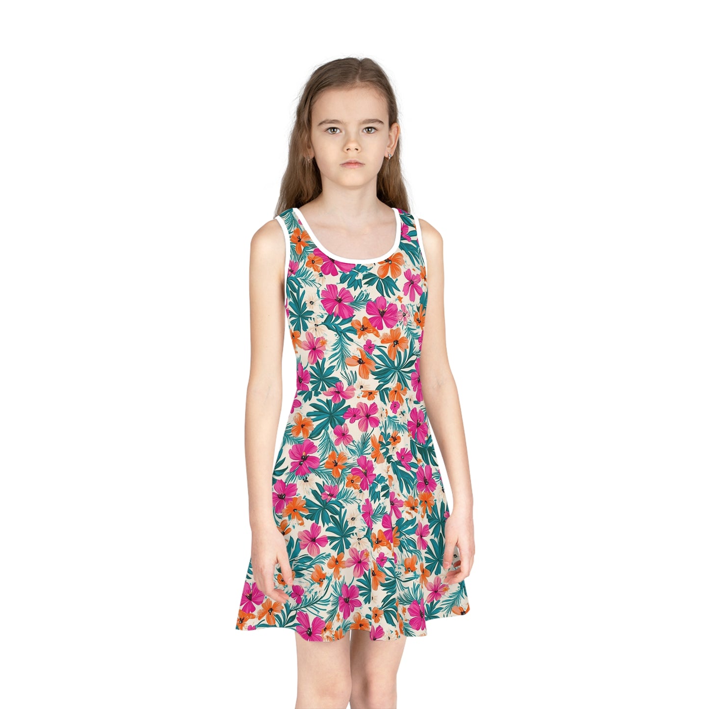 Tropical Flower Girls' Sleeveless Sundress