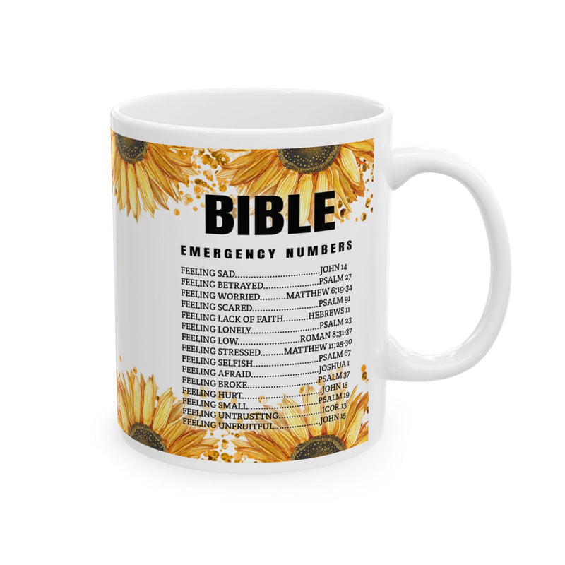 Sunflower Bible Verse Ceramic Mug – Bright Floral Coffee Cup (11oz & 15oz)