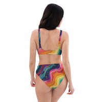 Cosmic Rainbow high-waisted bikini