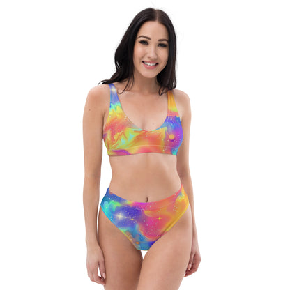 Cosmic yellow high-waisted bikini