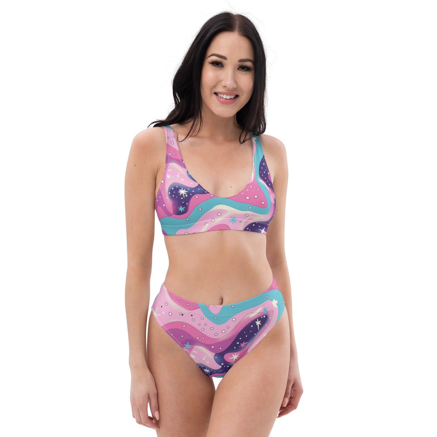 Cosmic Pastel high-waisted bikini