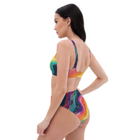 Cosmic Rainbow high-waisted bikini