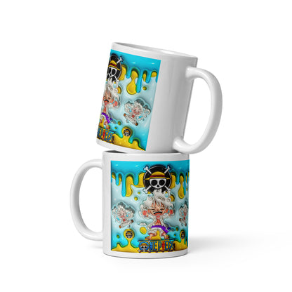 White Hair Luffy Nika glossy mug