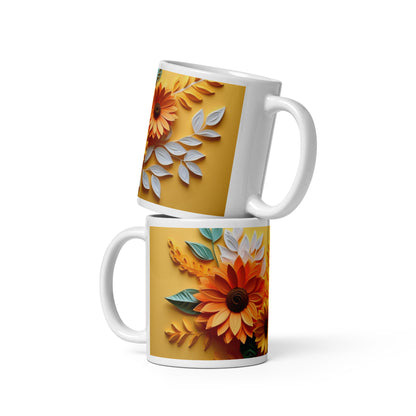 3D sunflower glossy mug