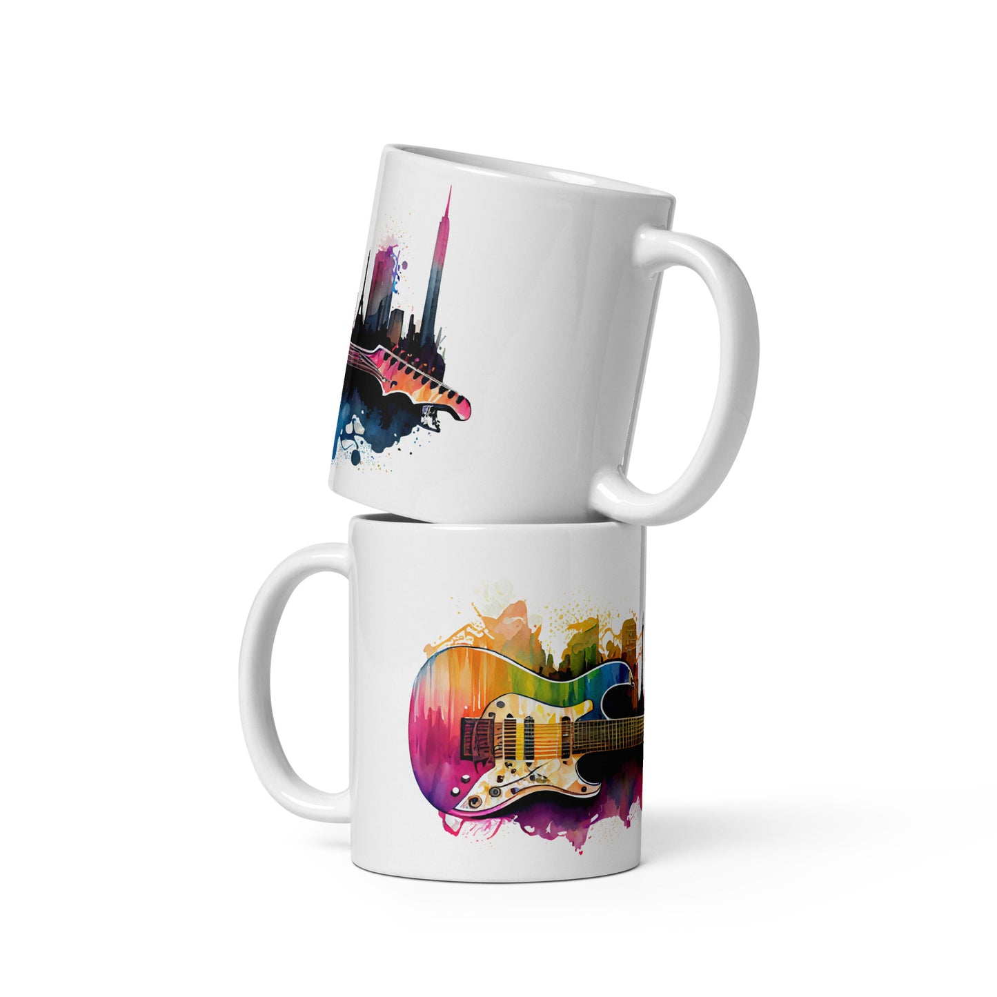 Guitar Skyscraper White glossy mug