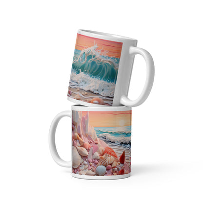 Pastel Beach White glossy mug