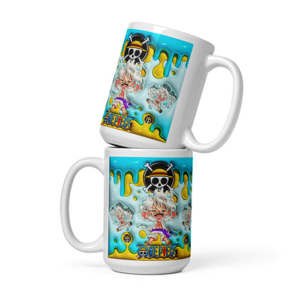 White Hair Luffy Nika glossy mug