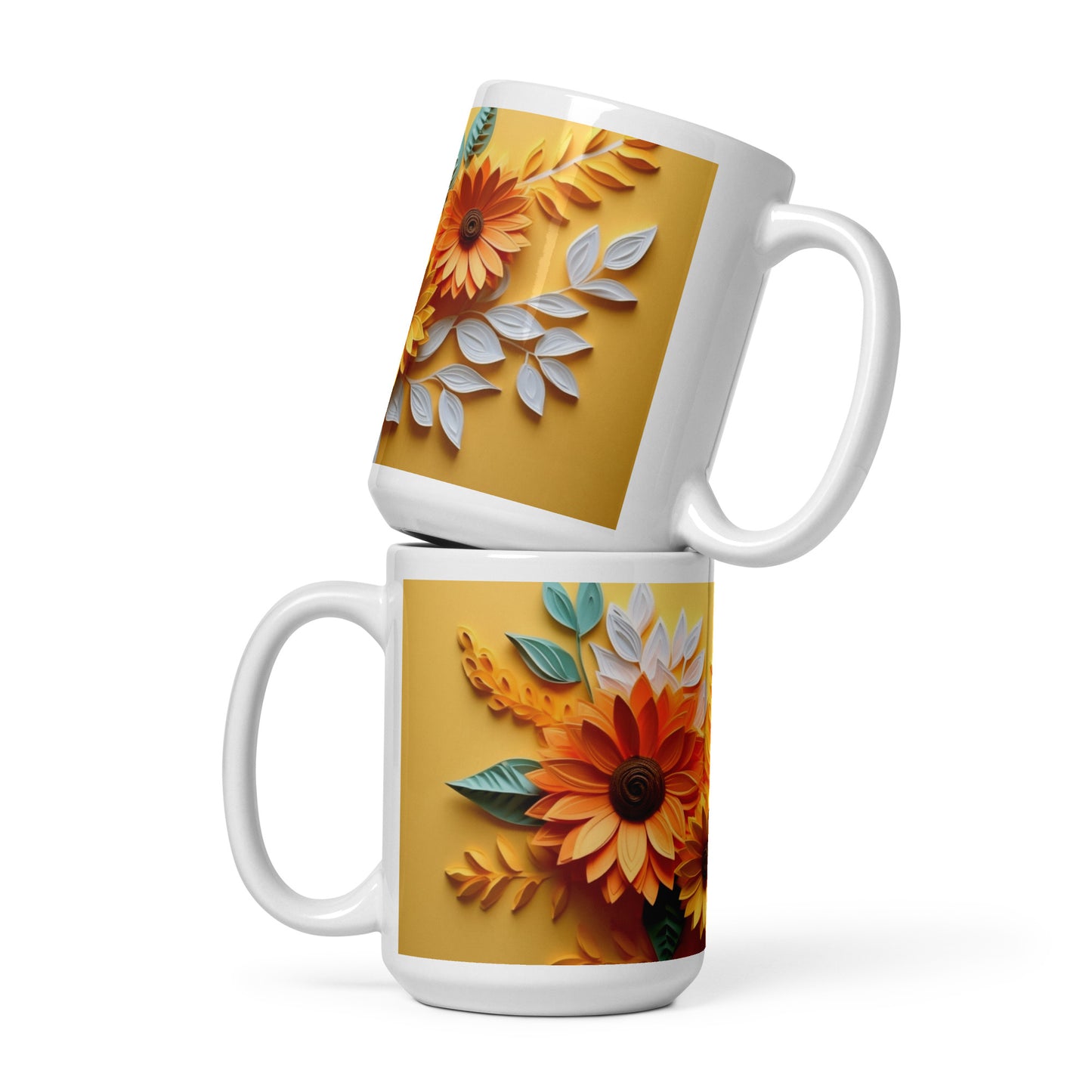 3D sunflower glossy mug