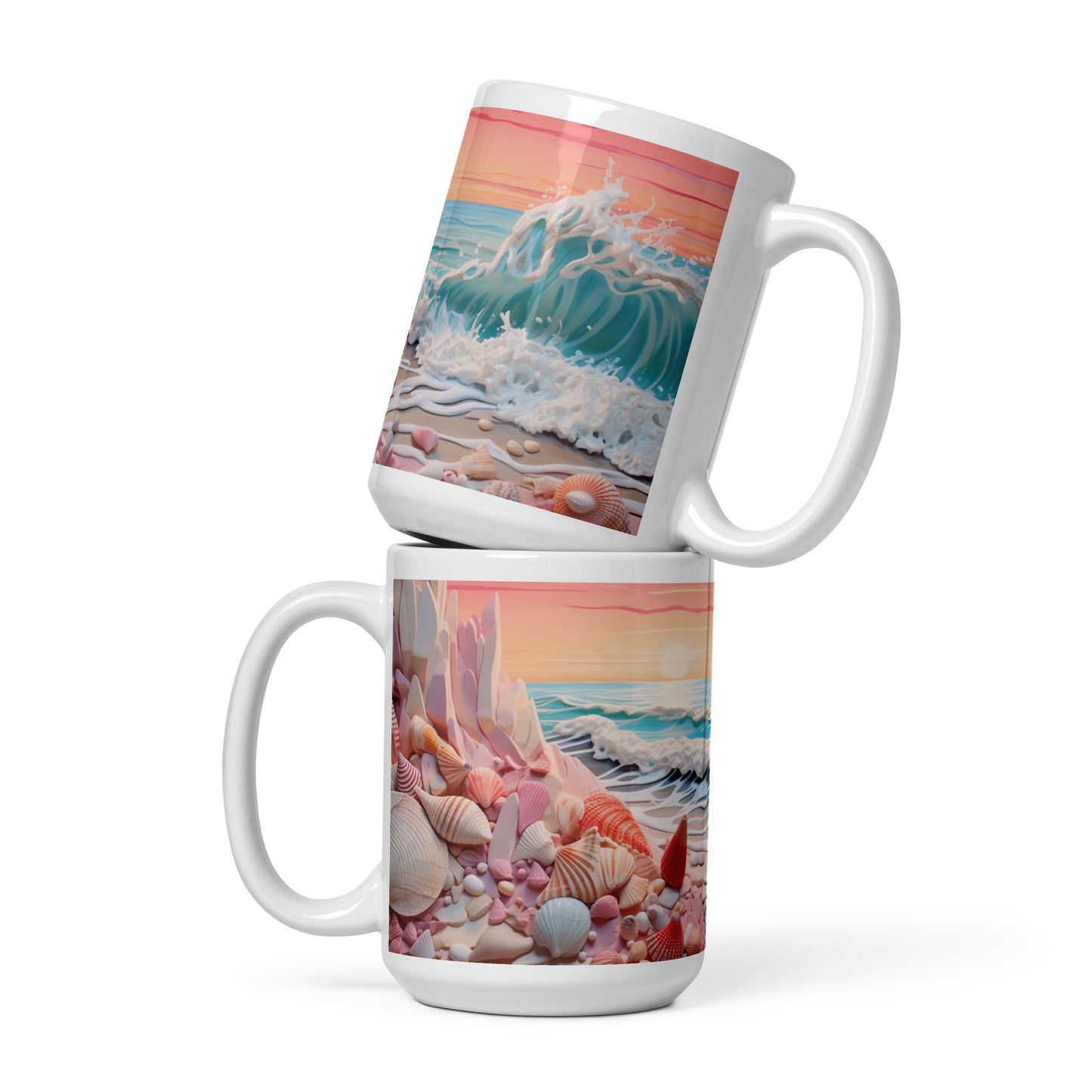 Pastel Beach White glossy mug