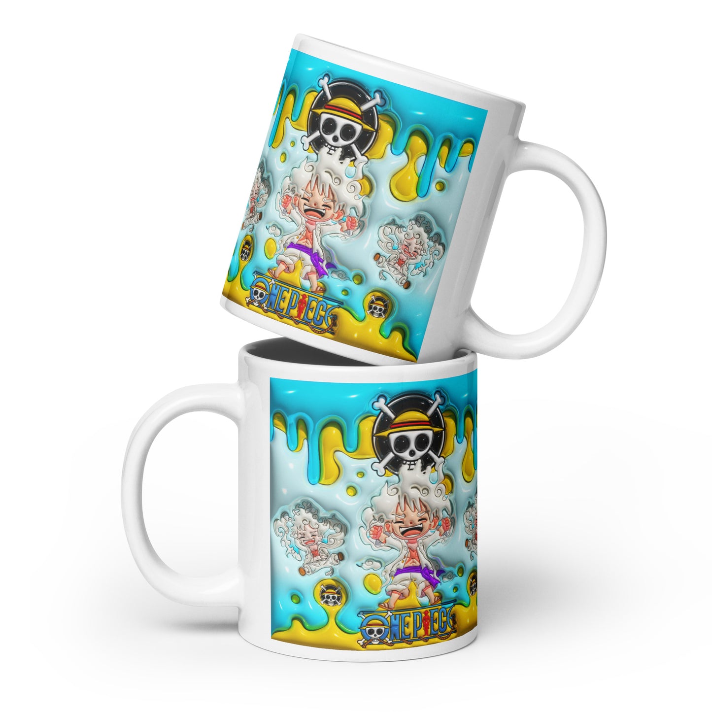 White Hair Luffy Nika glossy mug