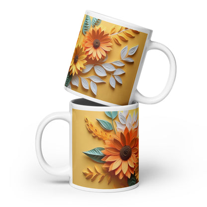 3D sunflower glossy mug