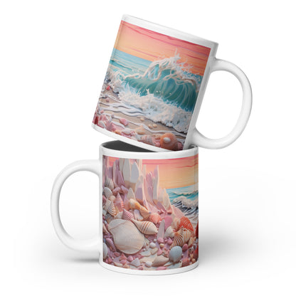 Pastel Beach White glossy mug